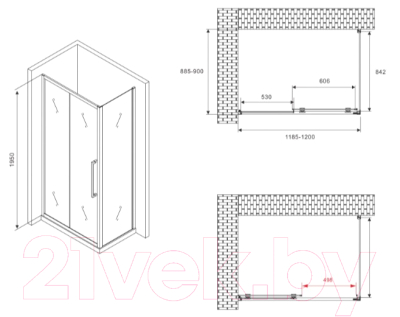 Душевой уголок Abber Schwarzer Diamant AG30120MH-S90M