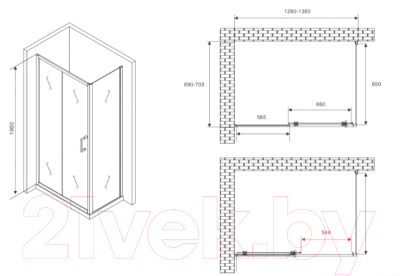Душевой уголок Abber Schwarzer Diamant AG301305-S705