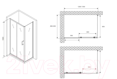 Душевой уголок Abber Schwarzer Diamant AG301305-S905