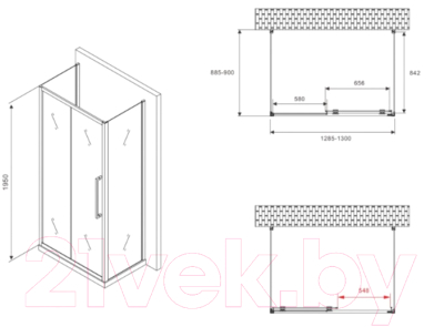 Душевой уголок Abber Schwarzer Diamant AG30130H-S90-S90
