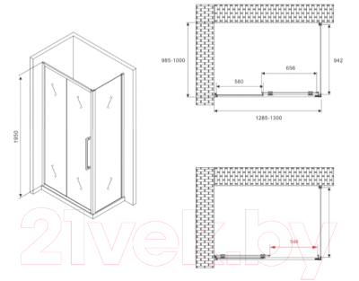 Душевой уголок Abber Schwarzer Diamant AG30130MH-S100M