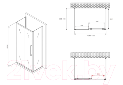 Душевой уголок Abber Schwarzer Diamant AG30130MH-S90M-S90M