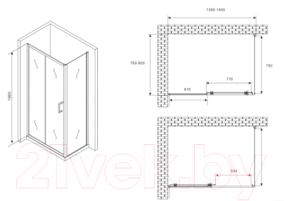 Душевой уголок Abber Schwarzer Diamant AG301405-S805