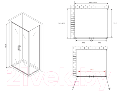 Душевой уголок Abber Sonnenstrand AG04100BC-S80B