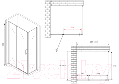 Душевой уголок Abber Sonnenstrand AG04100MS-S80M