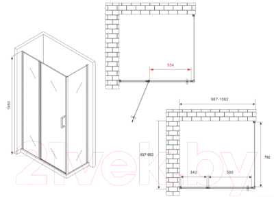Душевой уголок Abber Sonnenstrand AG04100MS-S85M