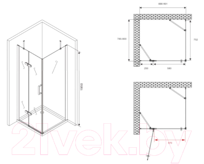 Душевой уголок Abber Zart AG08090-S81