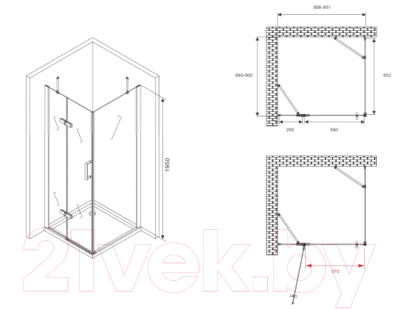 Душевой уголок Abber Zart AG08090-S91