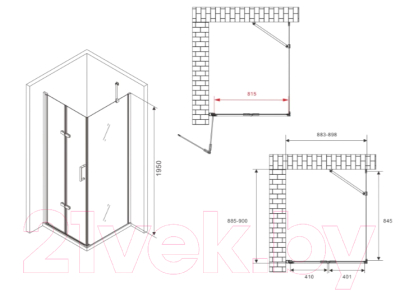 Душевой уголок Abber Zart AG08090P-S91
