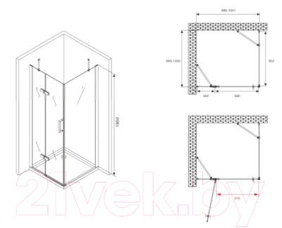 Душевой уголок Abber Zart AG08100-S101