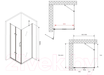 Душевой уголок Abber Zart AG08100P-S81