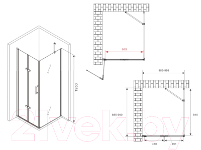 Душевой уголок Abber Zart AG08100P-S91