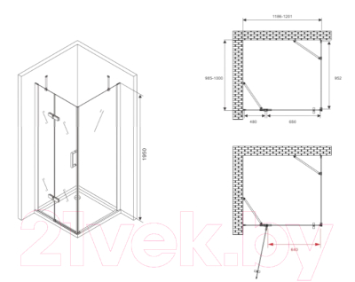 Душевой уголок Abber Zart AG08120-S101