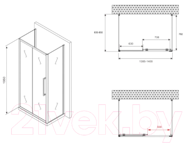Душевой уголок Abber Schwarzer Diamant AG30140H-S85-S85
