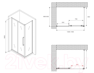 Душевой уголок Abber Schwarzer Diamant AG30140H-S90