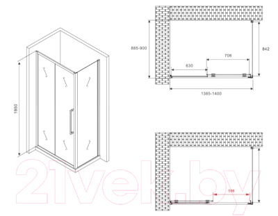 Душевой уголок Abber Schwarzer Diamant AG30140MH-S90M