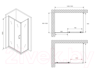 Душевой уголок Abber Schwarzer Diamant AG301505-S1005