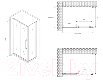 Душевой уголок Abber Schwarzer Diamant AG30150H-S90