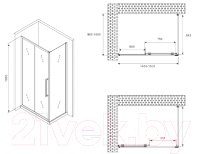 Душевой уголок Abber Schwarzer Diamant AG30150MH-S100M