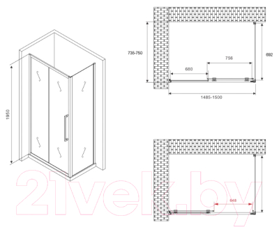Душевой уголок Abber Schwarzer Diamant AG30150MH-S75M