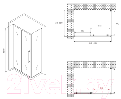 Душевой уголок Abber Schwarzer Diamant AG30150MH-S80M