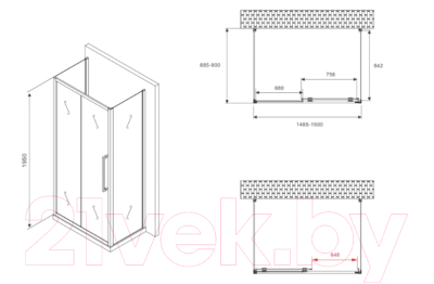 Душевой уголок Abber Schwarzer Diamant AG30150MH-S90M-S90M