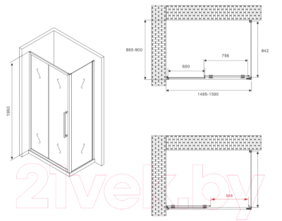 Душевой уголок Abber Schwarzer Diamant AG30150MH-S90M