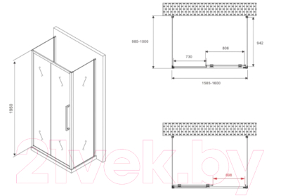 Душевой уголок Abber Schwarzer Diamant AG30160MH-S100M-S100M