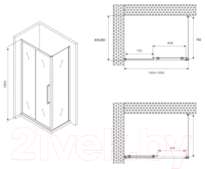 Душевой уголок Abber Schwarzer Diamant AG30160MH-S85M