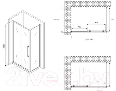 Душевой уголок Abber Schwarzer Diamant AG30160MH-S80M
