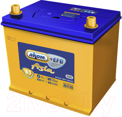 Автомобильный аккумулятор AKOM Asia 6СТ-65VL Евро+EFB 700A R+ - фото