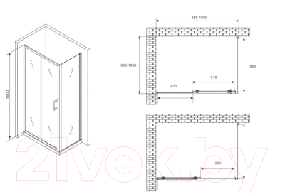 Душевой уголок Abber Schwarzer Diamant AG30100B5-S100B5