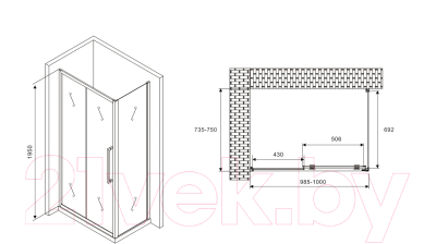 Душевой уголок Abber Schwarzer Diamant AG30100H-S75