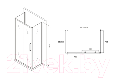 Душевой уголок Abber Schwarzer Diamant AG30100H-S85-S85