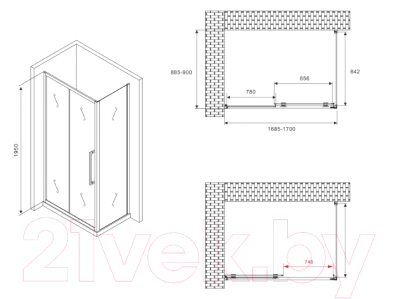 Душевой уголок Abber Schwarzer Diamant AG30170H-S90