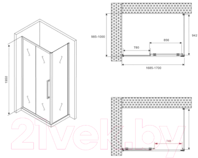 Душевой уголок Abber Schwarzer Diamant AG30170MH-S100M