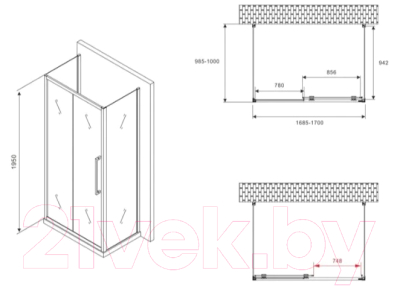 Душевой уголок Abber Schwarzer Diamant AG30170MH-S100M-S100M