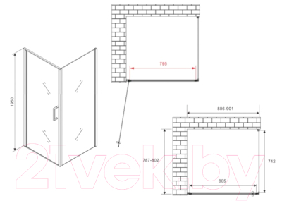 Душевой уголок Abber Sonnenstrand AG04090B-S80B