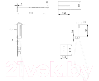 Душевая система со смесителем Abber Weiss Insel AF8052B