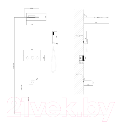 Душевая система со смесителем Abber Wasser Kreis AF8150