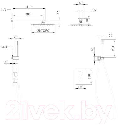Душевая система со смесителем Abber Wasser Insel AF8051