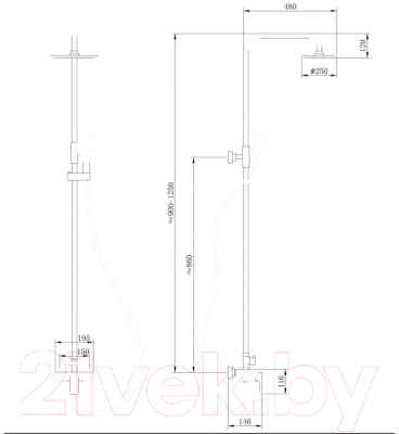 Душевая система со смесителем Abber Weiss Insel AF8020