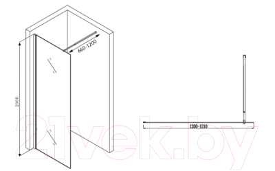 Душевая стенка Abber Immer Offen AG61120B8