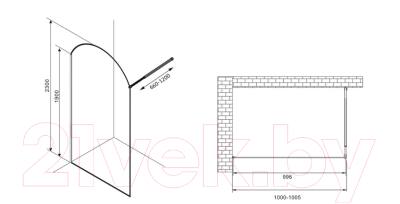 Душевая стенка Abber Immer Offen AG64100BN