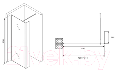 Душевая стенка Abber Immer Offen AG66120B