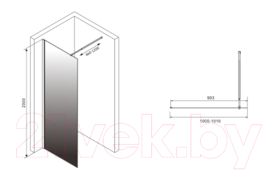 Душевая стенка Abber Immer Offen AG69101BD