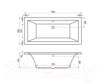 Ванна акриловая Berges Tari 170x80 / 050030 (с каркасом)