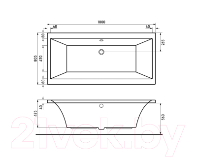 Ванна акриловая Berges Tari 180x80 / 050031 (с каркасом)