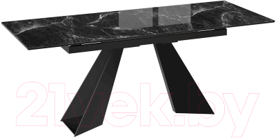 Обеденный стол ТриЯ Гермес (черный муар/стекло черный мрамор)