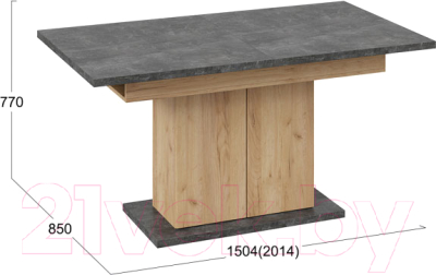 Обеденный стол ТриЯ Детройт тип 1 (дуб крафт золотой/ателье темное)